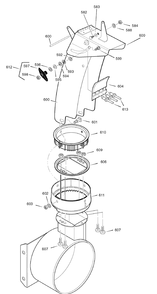 Discharge Chute Diagram and Parts List for 1695444-LP1695444-726E 2008 Briggs and Stratton Snow Blower